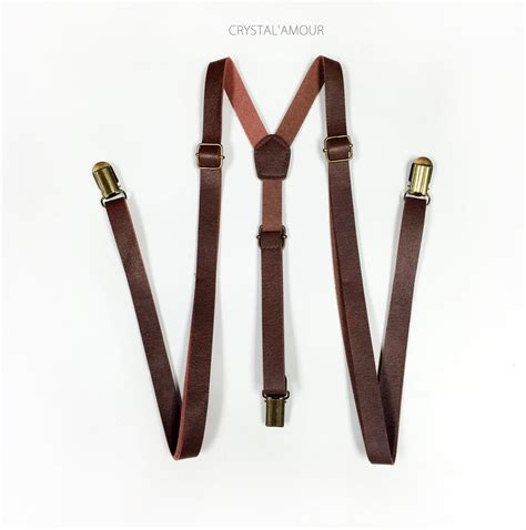 dark brown leather suspenders|brown leather suspenders wedding.